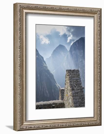 Machu Picchu Stone Walls with Mountains Beyond, Peru-Merrill Images-Framed Photographic Print