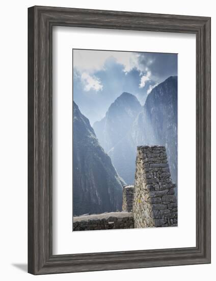 Machu Picchu Stone Walls with Mountains Beyond, Peru-Merrill Images-Framed Photographic Print