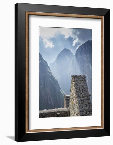 Machu Picchu Stone Walls with Mountains Beyond, Peru-Merrill Images-Framed Photographic Print