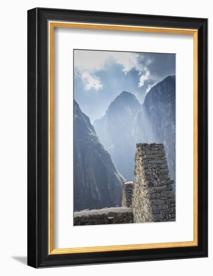 Machu Picchu Stone Walls with Mountains Beyond, Peru-Merrill Images-Framed Photographic Print