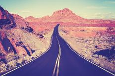 Vintage Toned Curved Desert Highway, Travel Concept, Usa.-Maciej Bledowski-Photographic Print