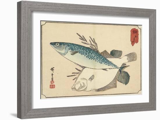 Mackerel and Halibut, Early 19th Century-Utagawa Hiroshige-Framed Giclee Print