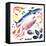 Mackerel. Scomber. Watercolor Set of Sea Food with Trout, Salmon and Mussels Drawn by Hand on a Whi-Monash-Framed Stretched Canvas