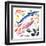 Mackerel. Scomber. Watercolor Set of Sea Food with Trout, Salmon and Mussels Drawn by Hand on a Whi-Monash-Framed Art Print