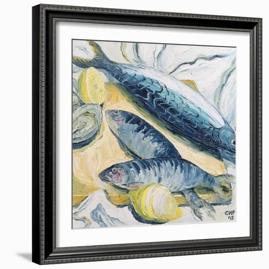 Mackerel with Oysters and Lemons, 1993-Carolyn Hubbard-Ford-Framed Giclee Print