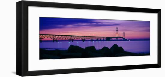 Mackinac Bridge at dusk, Mackinac, Michigan, USA-null-Framed Photographic Print