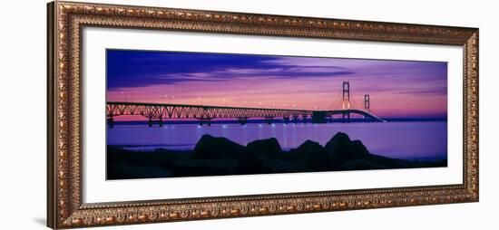 Mackinac Bridge at dusk, Mackinac, Michigan, USA-null-Framed Photographic Print