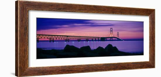 Mackinac Bridge at dusk, Mackinac, Michigan, USA-null-Framed Photographic Print