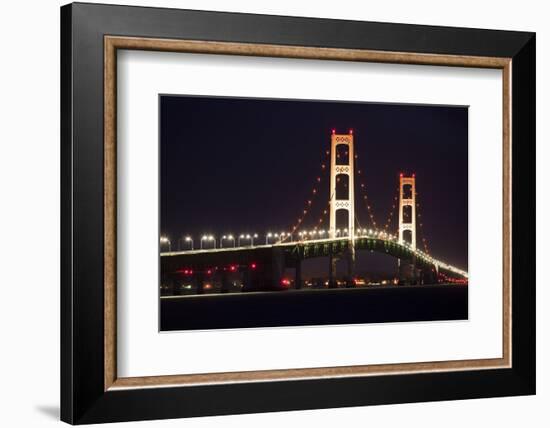 Mackinac Bridge at Night-Paul Souders-Framed Photographic Print