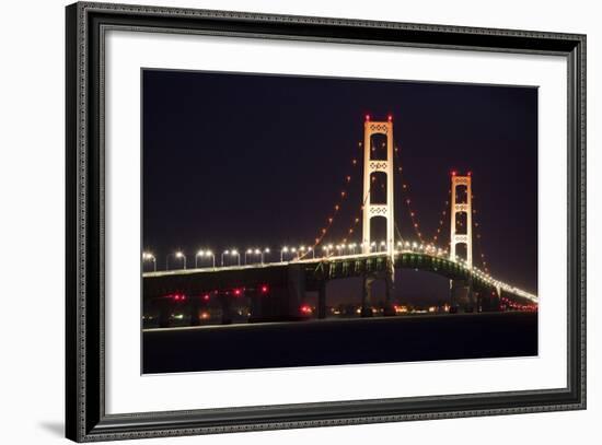 Mackinac Bridge at Night-Paul Souders-Framed Photographic Print