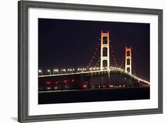 Mackinac Bridge at Night-Paul Souders-Framed Photographic Print