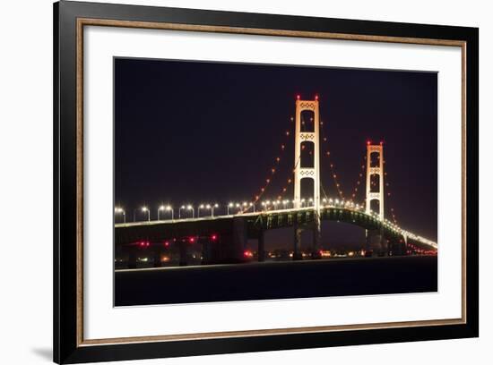 Mackinac Bridge at Night-Paul Souders-Framed Photographic Print