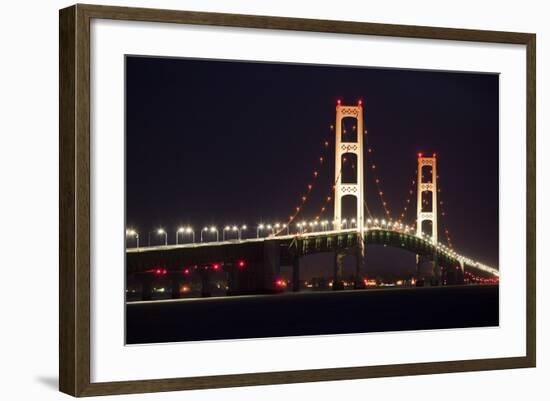 Mackinac Bridge at Night-Paul Souders-Framed Photographic Print