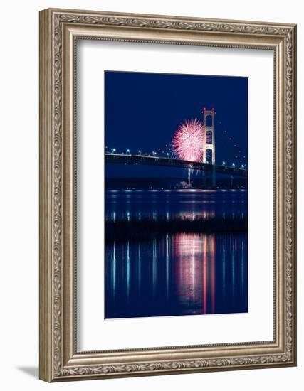 Mackinac Bridge Fireworks-Steve Gadomski-Framed Photographic Print