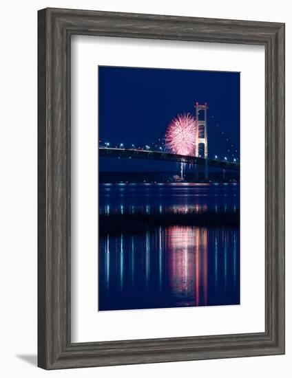 Mackinac Bridge Fireworks-Steve Gadomski-Framed Photographic Print