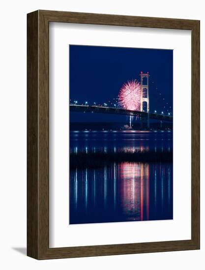 Mackinac Bridge Fireworks-Steve Gadomski-Framed Photographic Print