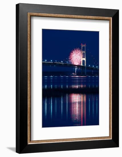 Mackinac Bridge Fireworks-Steve Gadomski-Framed Photographic Print