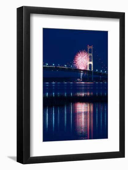 Mackinac Bridge Fireworks-Steve Gadomski-Framed Photographic Print