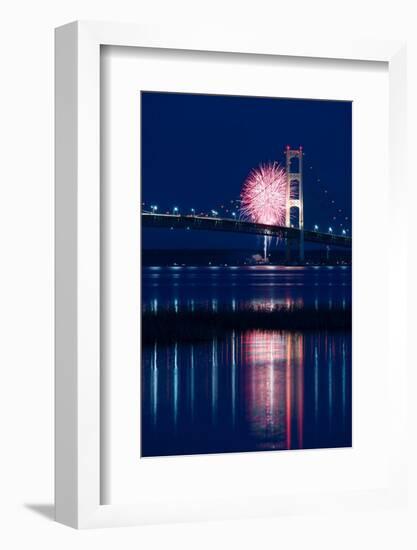 Mackinac Bridge Fireworks-Steve Gadomski-Framed Photographic Print