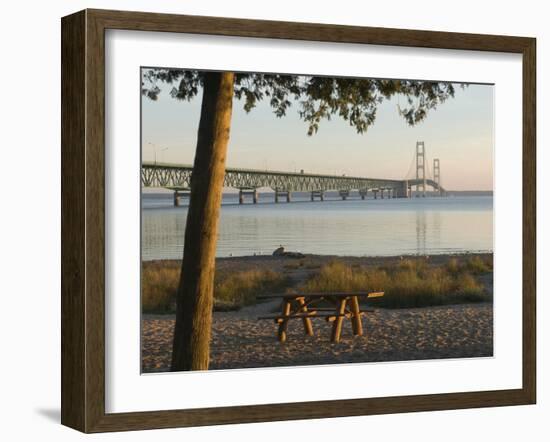 Mackinac Bridge, Mackinaw City, Michigan, USA-Peter Hawkins-Framed Photographic Print