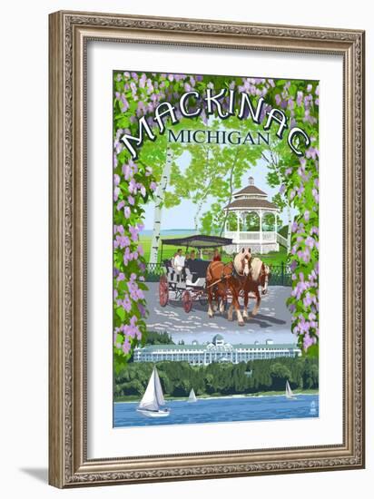 Mackinac, Michigan - Montage Scenes-Lantern Press-Framed Art Print