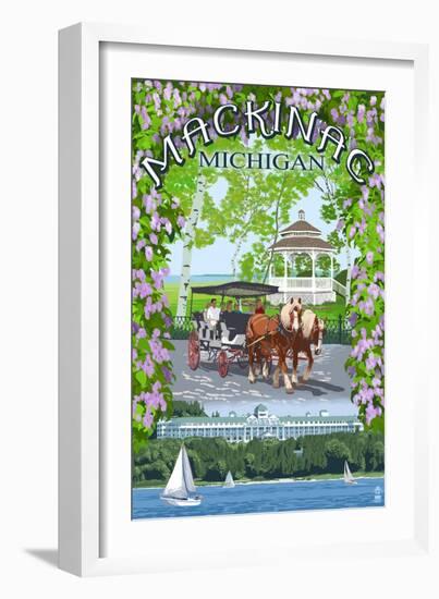 Mackinac, Michigan - Montage Scenes-Lantern Press-Framed Art Print