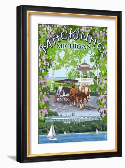 Mackinac, Michigan - Montage Scenes-Lantern Press-Framed Art Print