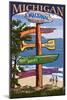 Mackinac, Michigan - Sign Destinations-Lantern Press-Mounted Art Print