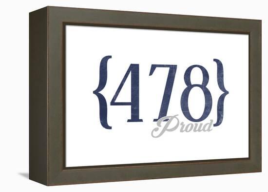 Macon, Georgia - 478 Area Code (Blue)-Lantern Press-Framed Stretched Canvas