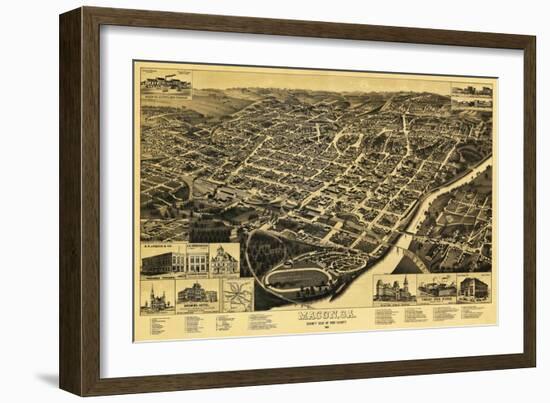 Macon, Georgia - Panoramic Map-Lantern Press-Framed Art Print