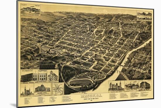 Macon, Georgia - Panoramic Map-Lantern Press-Mounted Art Print