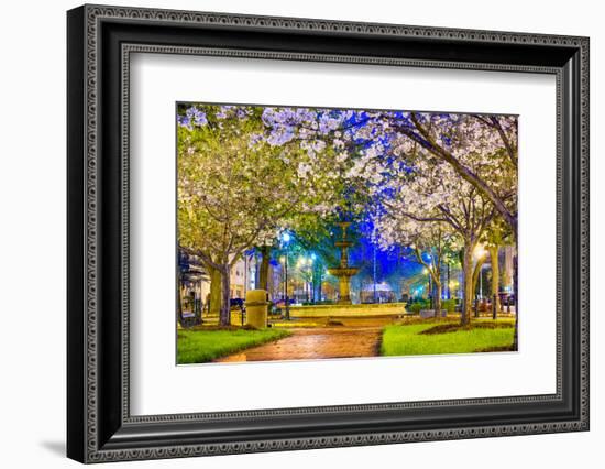 Macon, Georgia, USA Downtown with Spring Cherry Blossoms at 3Rd Street Park.-SeanPavonePhoto-Framed Photographic Print