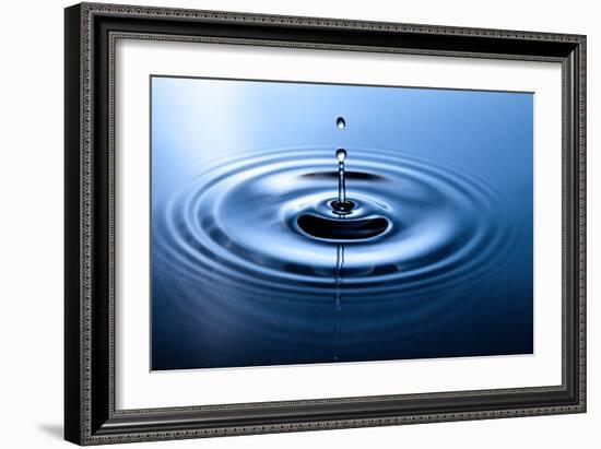 Macro Shot of Water Drop Falling-Jag_cz-Framed Photographic Print