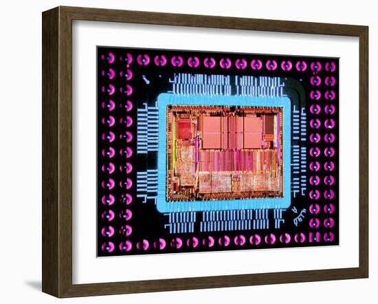 Macrophoto of An 486 Computer Silicon Chip-Geoff Tompkinson-Framed Photographic Print