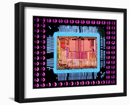 Macrophoto of An 486 Computer Silicon Chip-Geoff Tompkinson-Framed Photographic Print