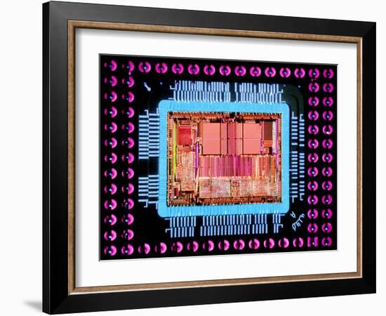 Macrophoto of An 486 Computer Silicon Chip-Geoff Tompkinson-Framed Photographic Print