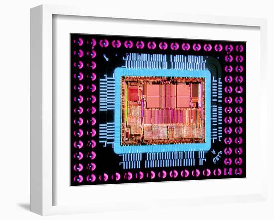 Macrophoto of An 486 Computer Silicon Chip-Geoff Tompkinson-Framed Photographic Print