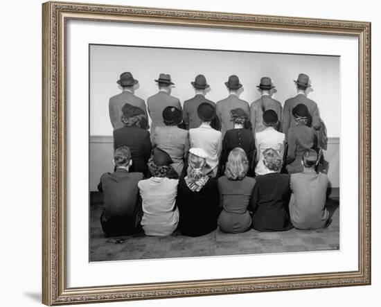 Macy's Department Store Detectives with Their Backs Turned So as Not to Reveal Their Identity-Nina Leen-Framed Photographic Print