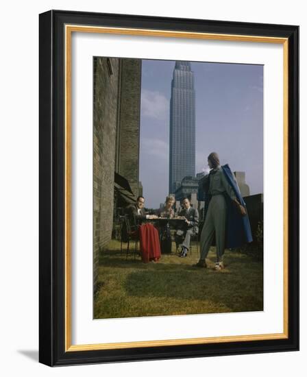 Macy's Designers Study Model Dressed in Aadaptation of a Flight Suit, New York, NY, 1958-Nina Leen-Framed Photographic Print