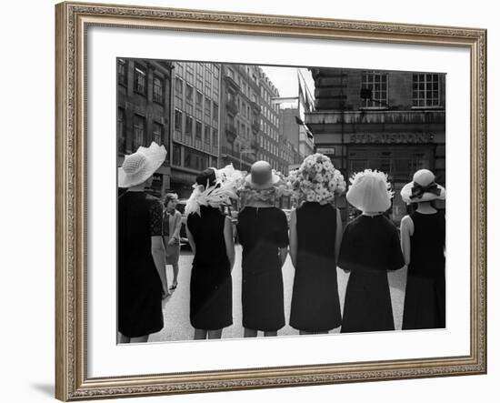 Mad as a Hatter: Mannequins Modelling Hats for the 1966 Royal Ascot Festival, May 1966-null-Framed Photographic Print