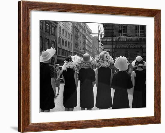 Mad as a Hatter: Mannequins Modelling Hats for the 1966 Royal Ascot Festival, May 1966-null-Framed Photographic Print