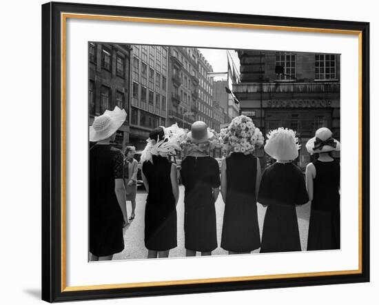 Mad as a Hatter: Mannequins Modelling Hats for the 1966 Royal Ascot Festival, May 1966-null-Framed Photographic Print