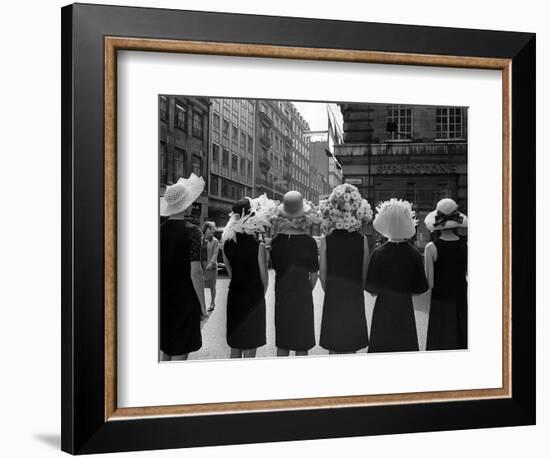 Mad as a Hatter: Mannequins Modelling Hats for the 1966 Royal Ascot Festival, May 1966-null-Framed Photographic Print