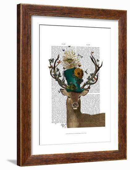 Mad Hatter Deer-Fab Funky-Framed Art Print