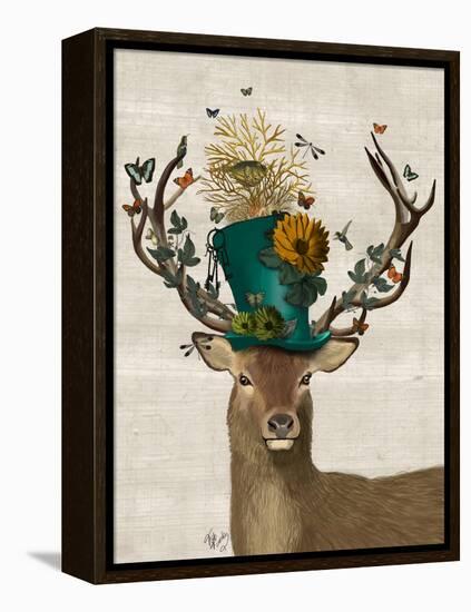 Mad Hatter Deer-Fab Funky-Framed Stretched Canvas