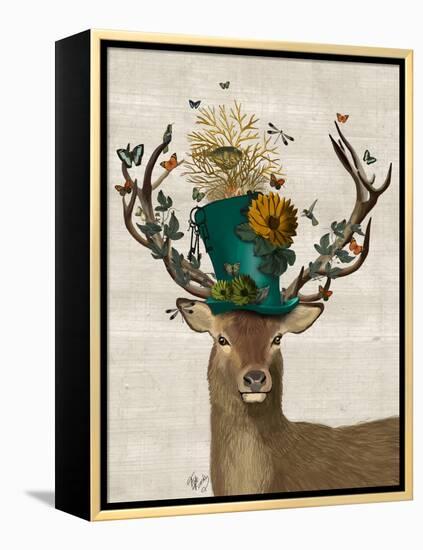 Mad Hatter Deer-Fab Funky-Framed Stretched Canvas