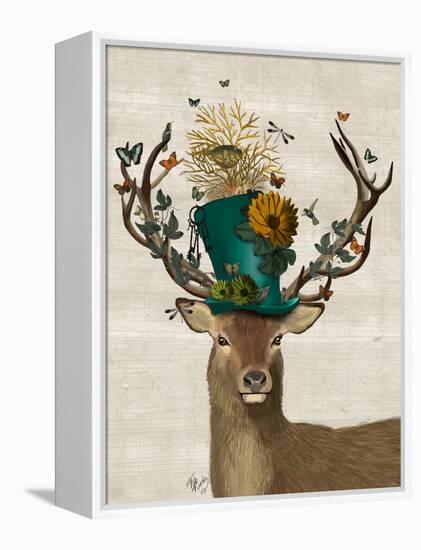 Mad Hatter Deer-Fab Funky-Framed Stretched Canvas