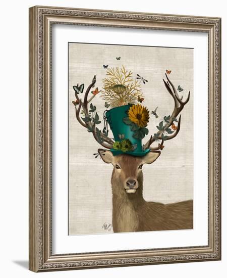 Mad Hatter Deer-Fab Funky-Framed Premium Giclee Print