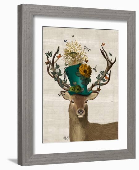 Mad Hatter Deer-Fab Funky-Framed Premium Giclee Print