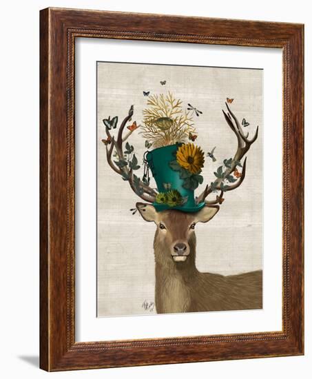 Mad Hatter Deer-Fab Funky-Framed Premium Giclee Print